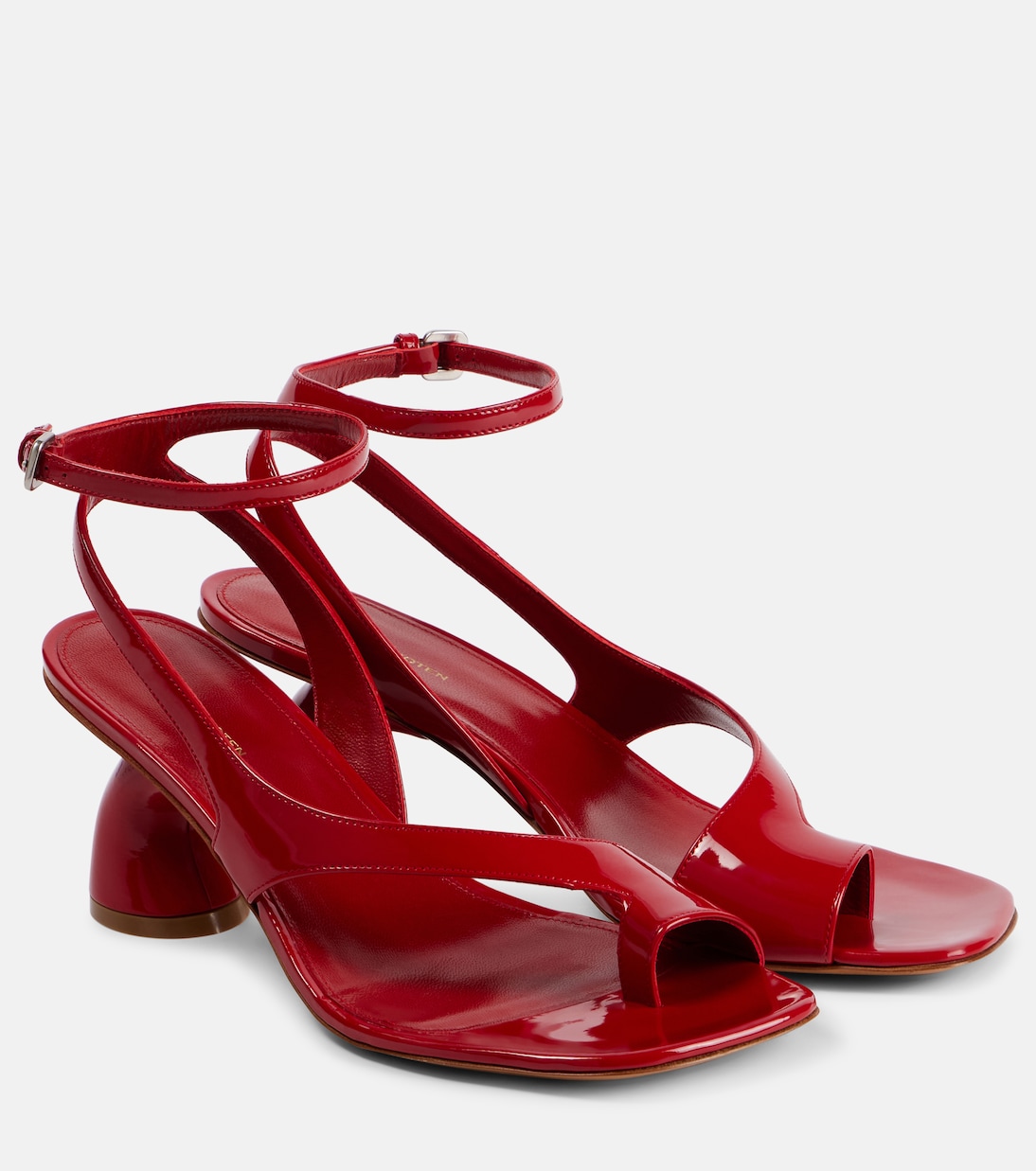 Asymmetric patent leather sandals  | Dries Van Noten