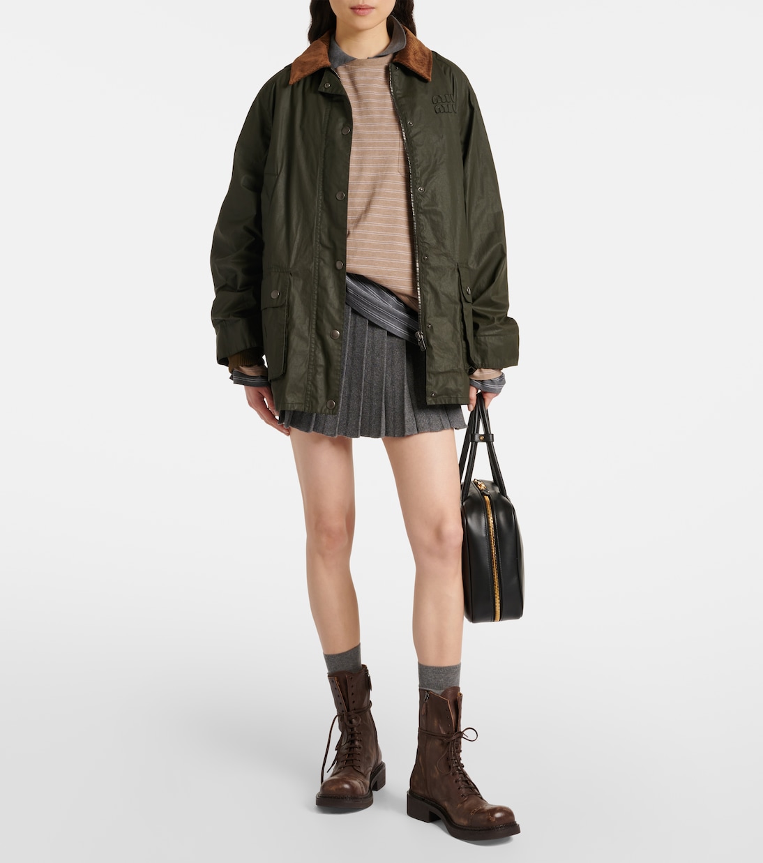Corduroy-trimmed poplin jacket | Miu Miu