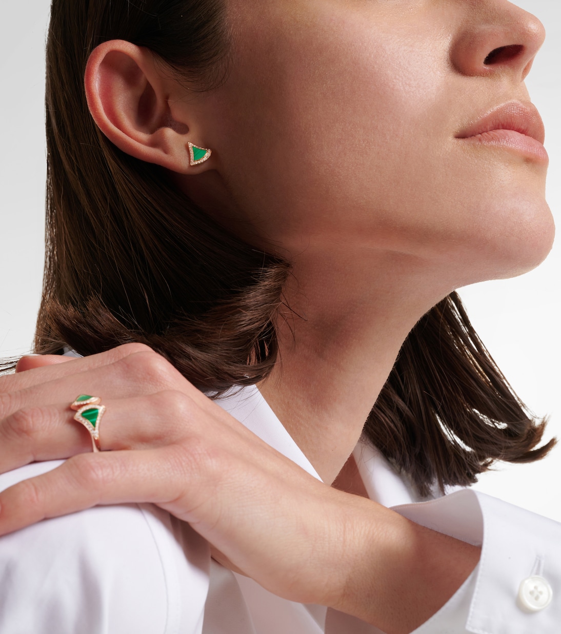 Boucles d'oreilles Divas' Dream en or rose 18 ct, malachite et diamants | Bvlgari