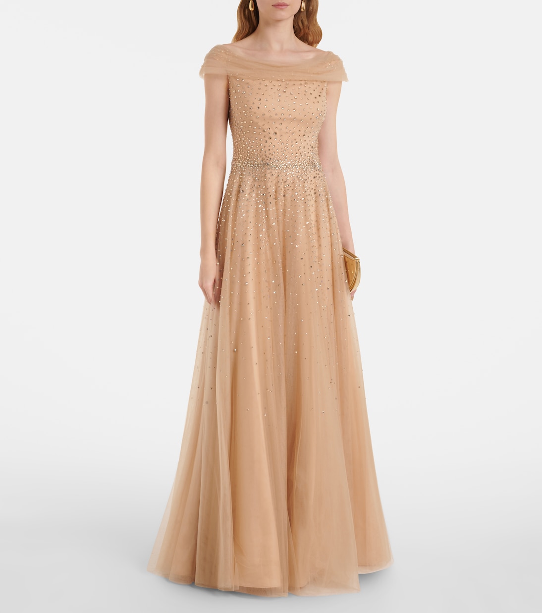 Abito lungo Shayla in tulle con cristalli | Jenny Packham