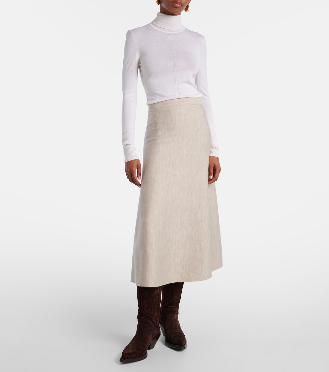 Falda midi Freddie de lana, cachemir y seda | Gabriela Hearst