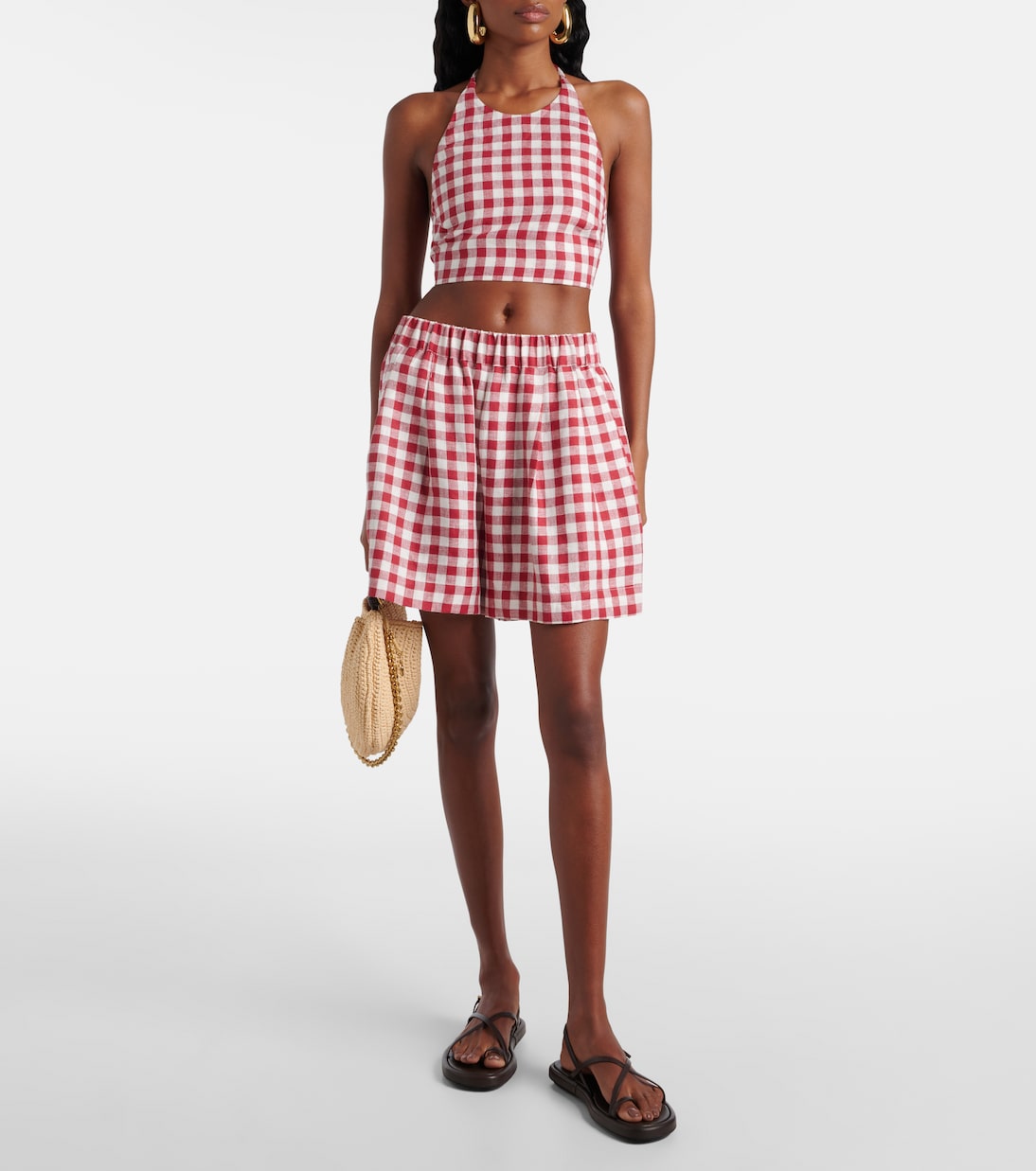Marseille gingham linen crop top | Asceno