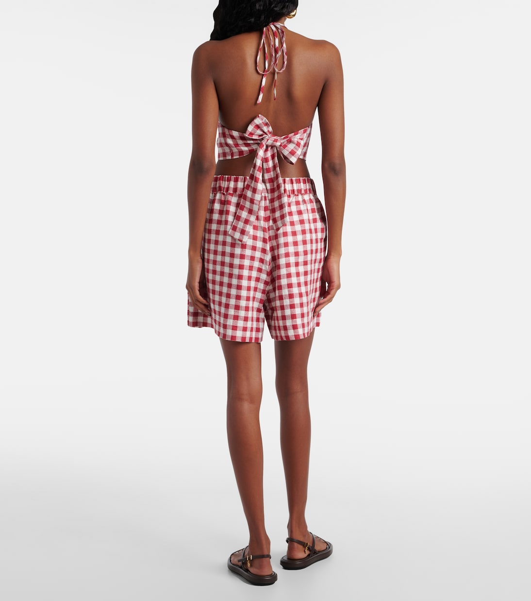 Marseille gingham linen crop top | Asceno