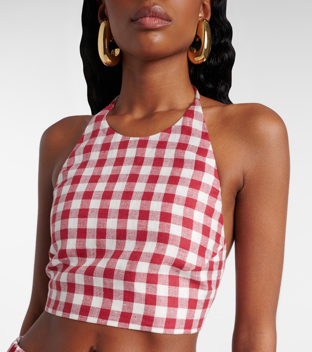 Marseille gingham linen crop top | Asceno