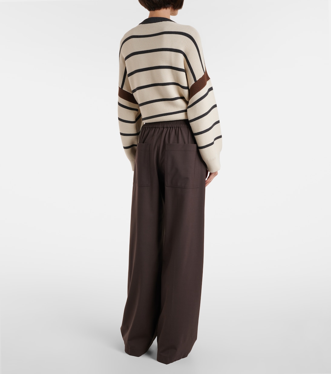 Wool-blend high-rise wide-leg pants | Brunello Cucinelli