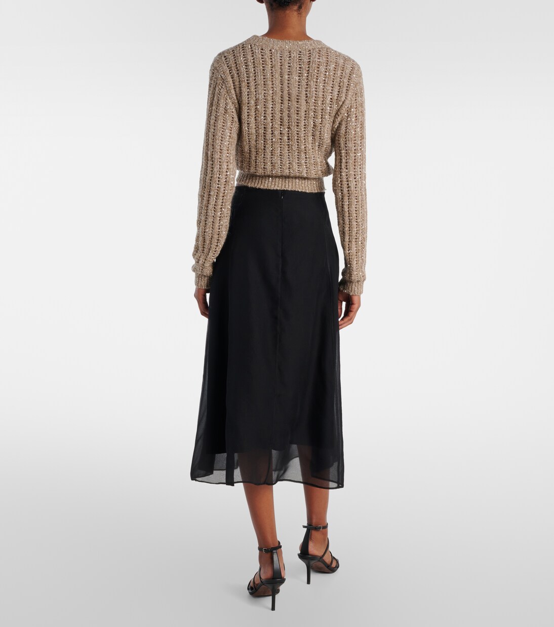 Silk organza midi skirt | Brunello Cucinelli
