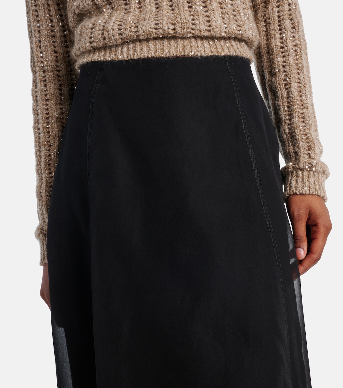 Silk organza midi skirt | Brunello Cucinelli