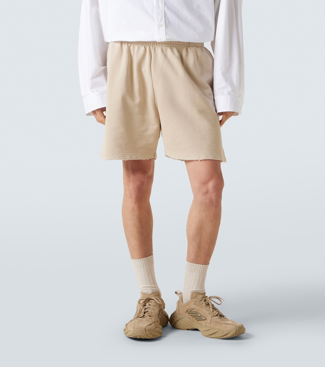 Back distressed logo cotton shorts | Balenciaga