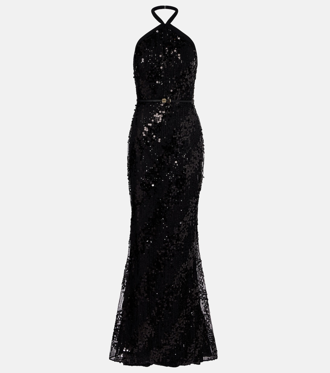 Robe longue en soie mélangée à sequins | Elie Saab