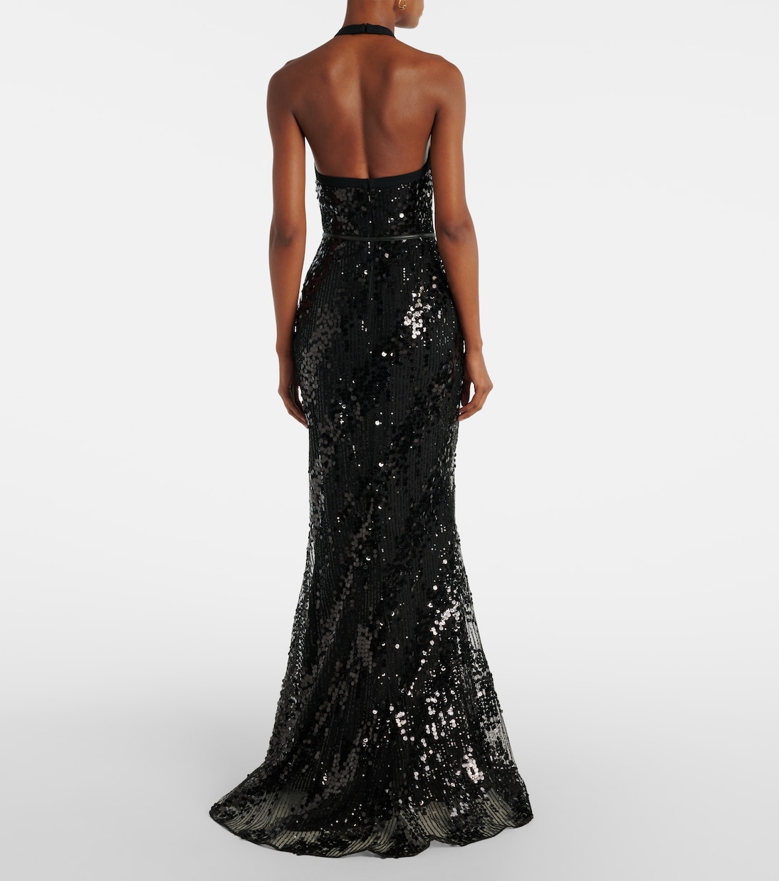 Robe longue en soie mélangée à sequins | Elie Saab