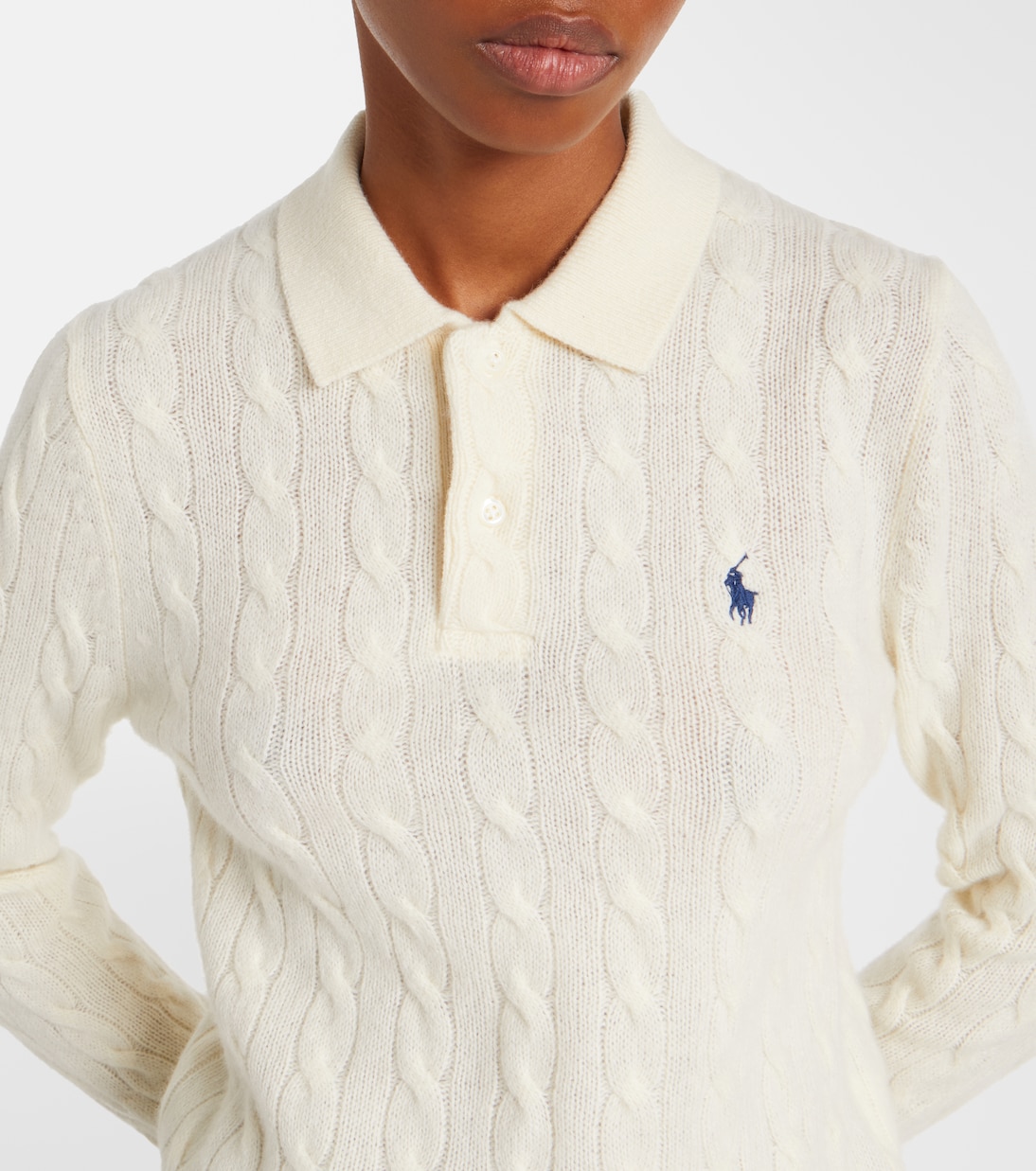 Cable-knit wool and cashmere polo sweater | Polo Ralph Lauren