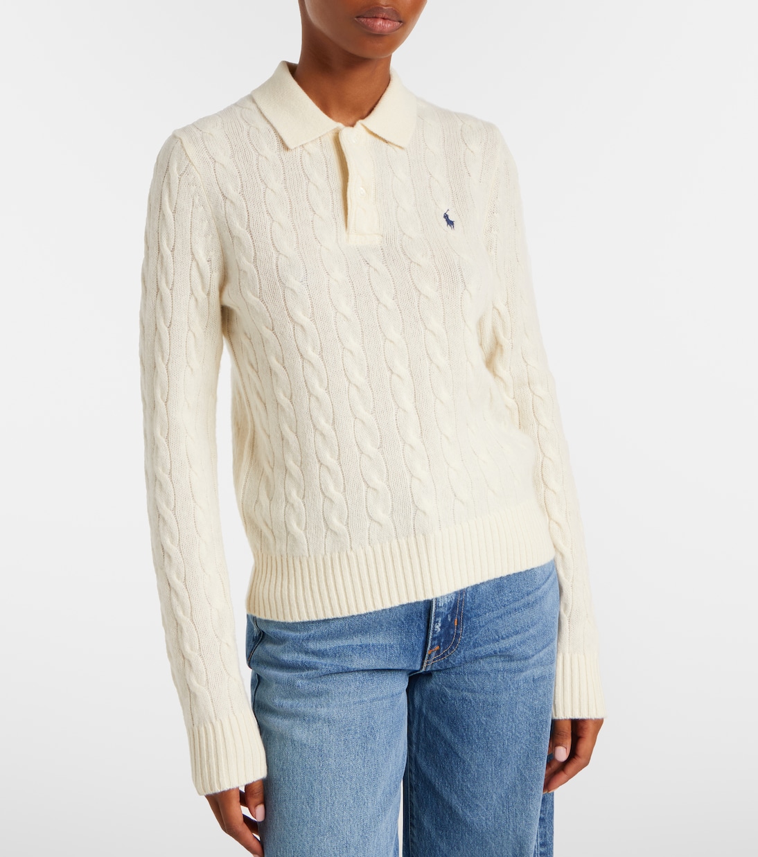 Cable-knit wool and cashmere polo sweater | Polo Ralph Lauren