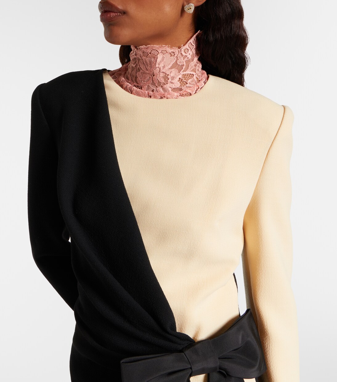 Silk-trimmed virgin wool midi dress | Valentino