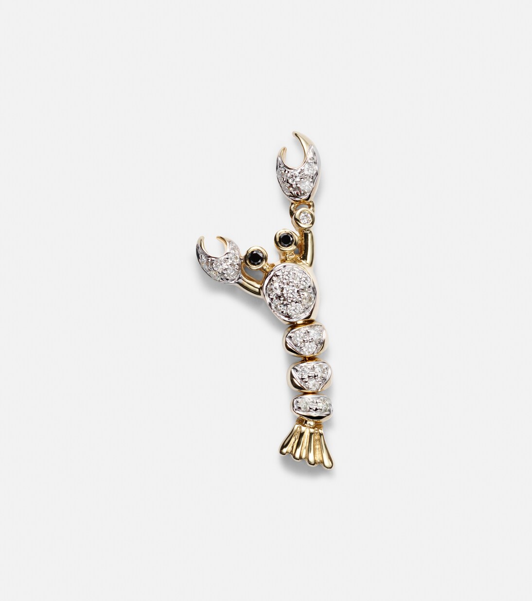 Homard Mini 9kt gold single earring with diamonds | Yvonne Léon