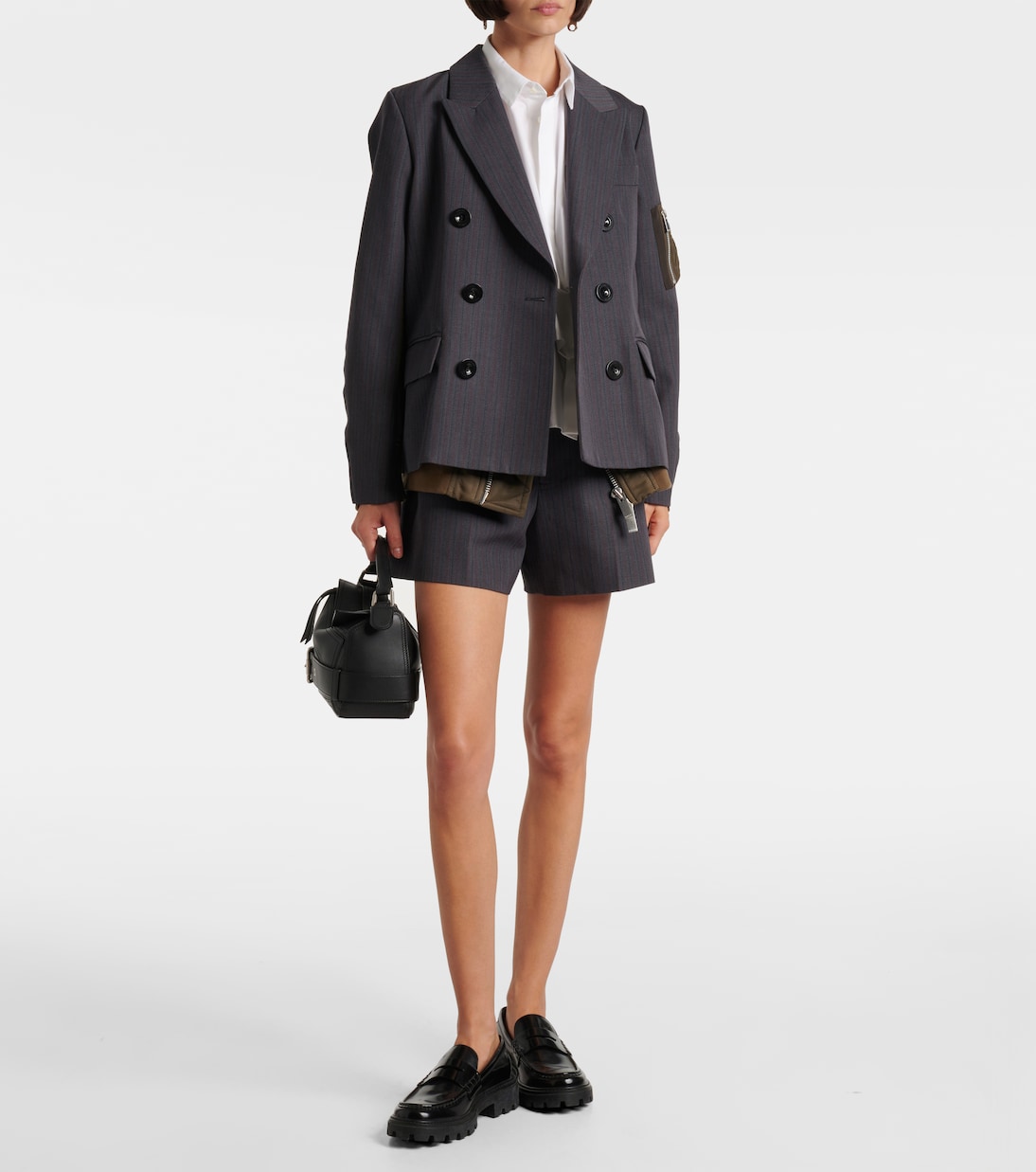Paneled striped shorts | Sacai