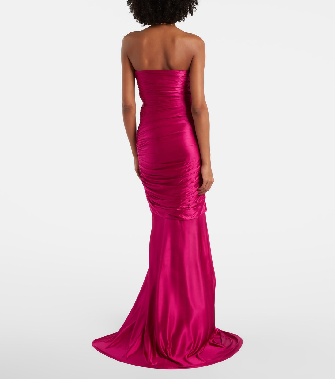 Draped ruffled satin bustier gown | Balmain