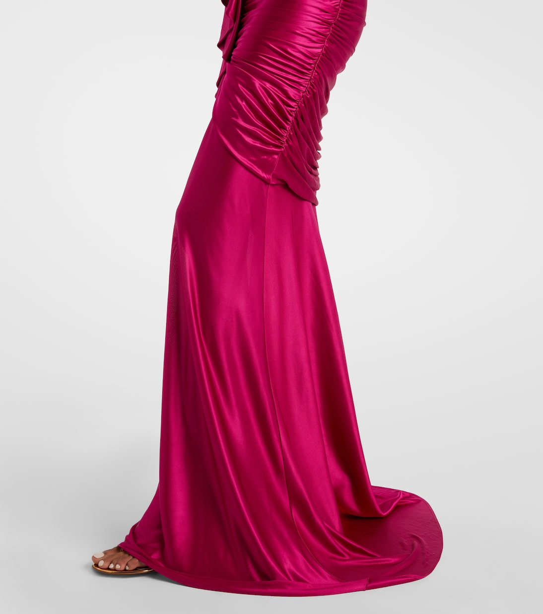 Draped ruffled satin bustier gown | Balmain