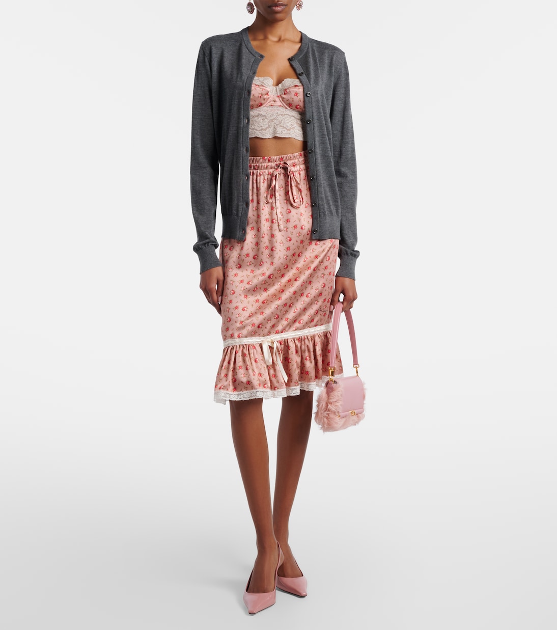 Floral silk and cotton-blend midi skirt | Dolce&Gabbana