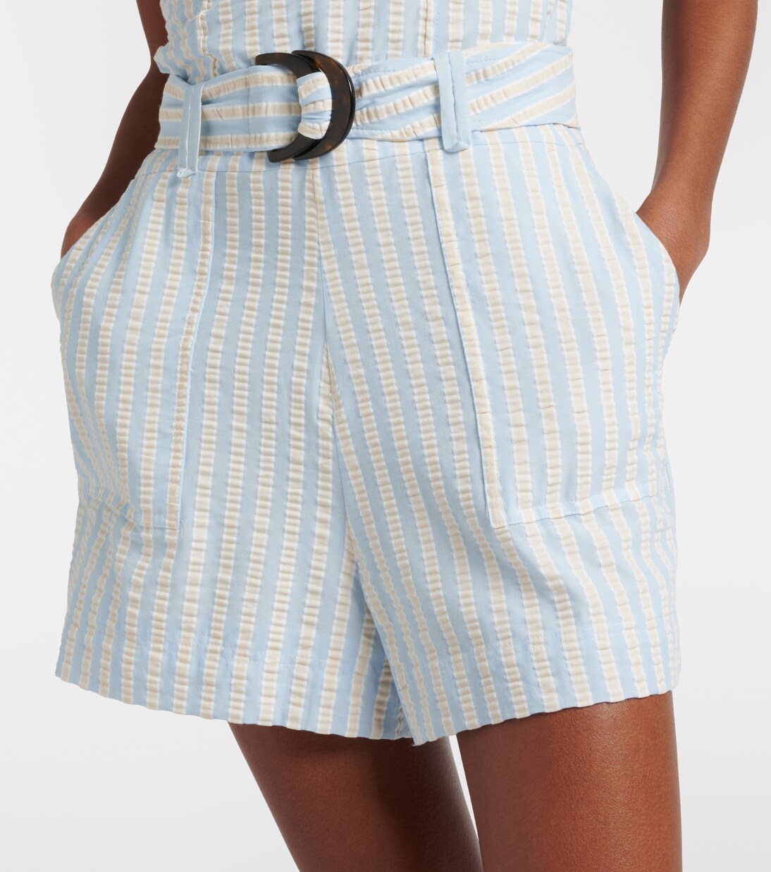 Striped cotton-blend seersucker romper | Simkhai