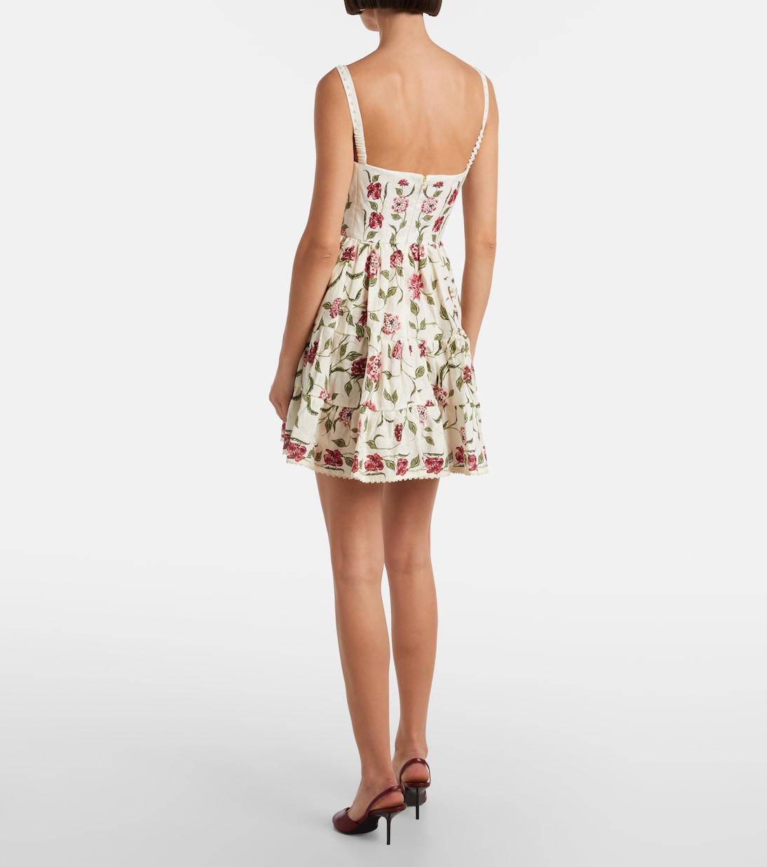 Granadilla花卉亚麻迷你连衣裙 | Agua by Agua Bendita