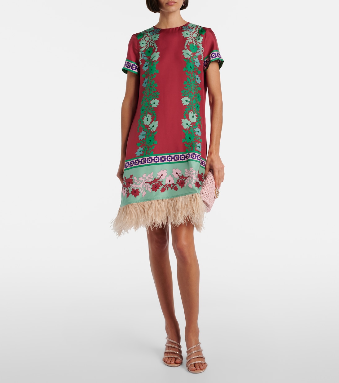 Swing 페더 트리밍 실크 미니드레스 | La DoubleJ