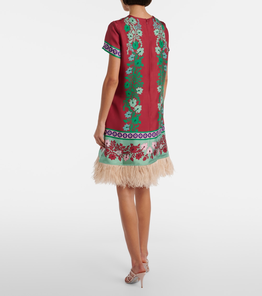 Swing 페더 트리밍 실크 미니드레스 | La DoubleJ