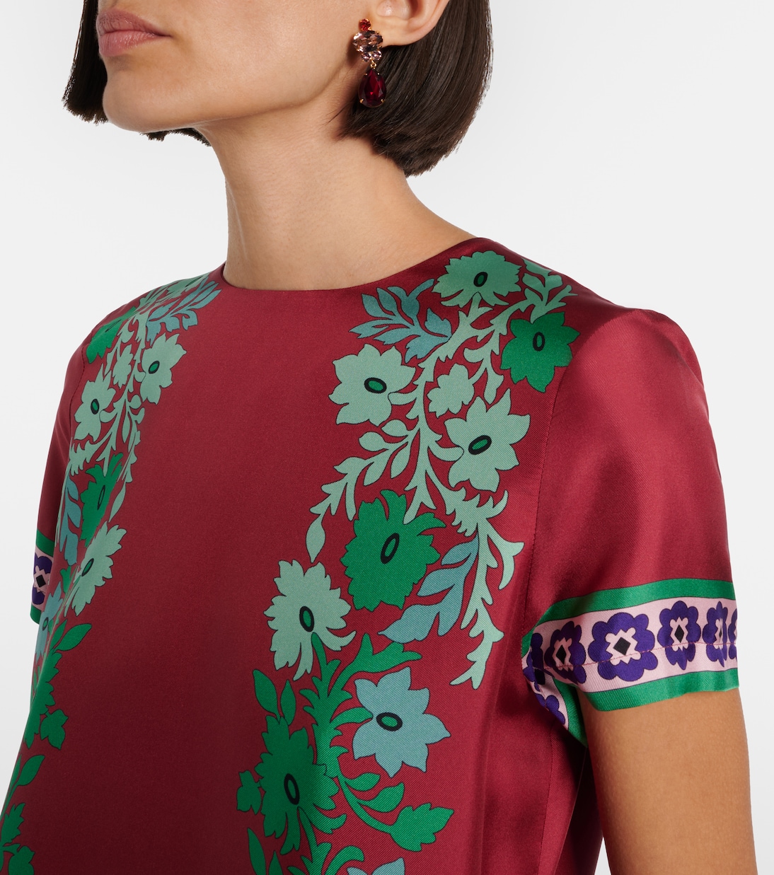 Swing 페더 트리밍 실크 미니드레스 | La DoubleJ