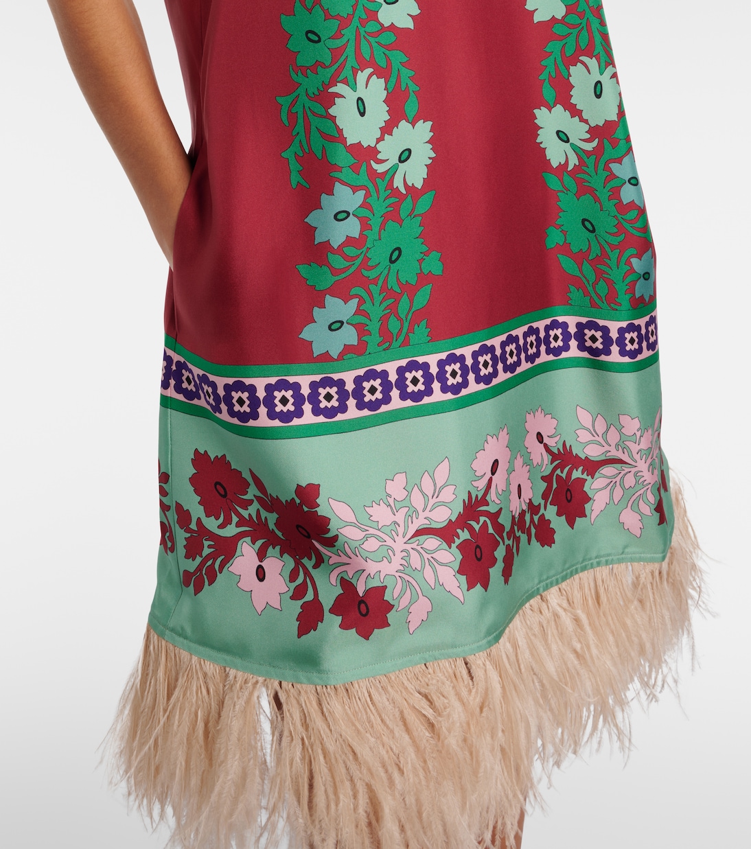 Swing 페더 트리밍 실크 미니드레스 | La DoubleJ