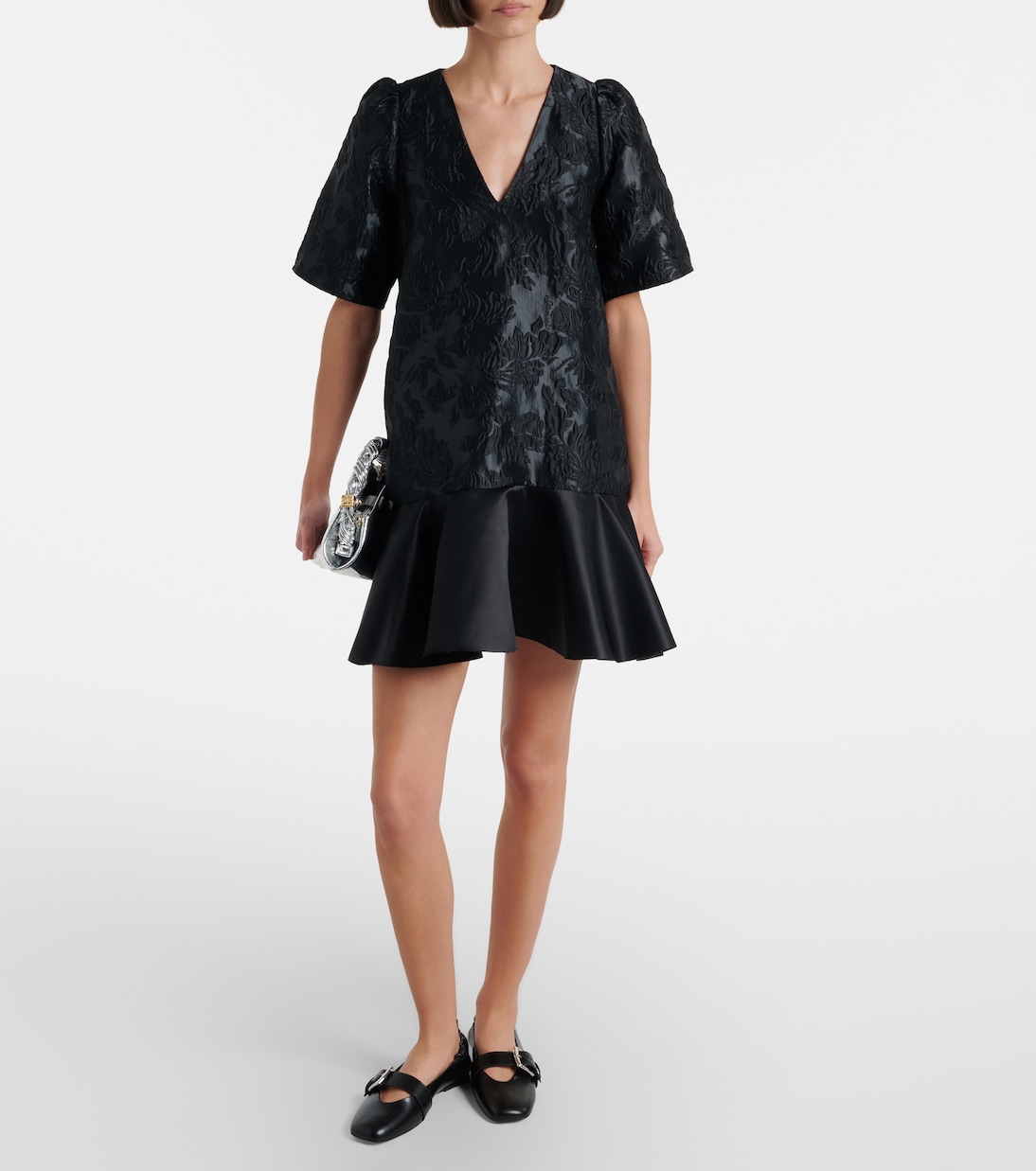 Satin cloqué minidress | Ganni