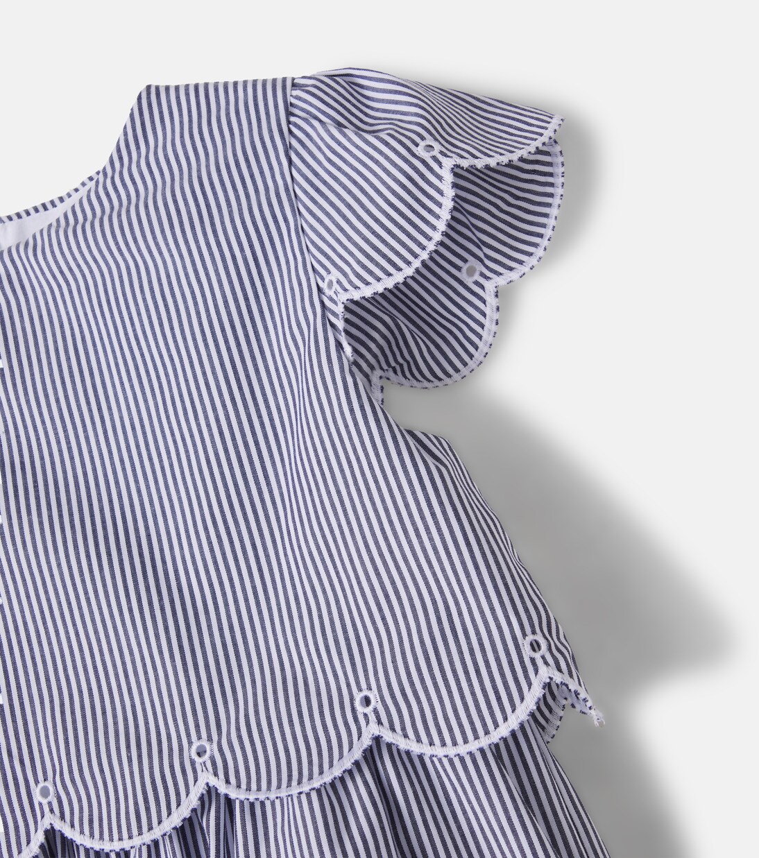 Scalloped striped cotton dress | Patachou