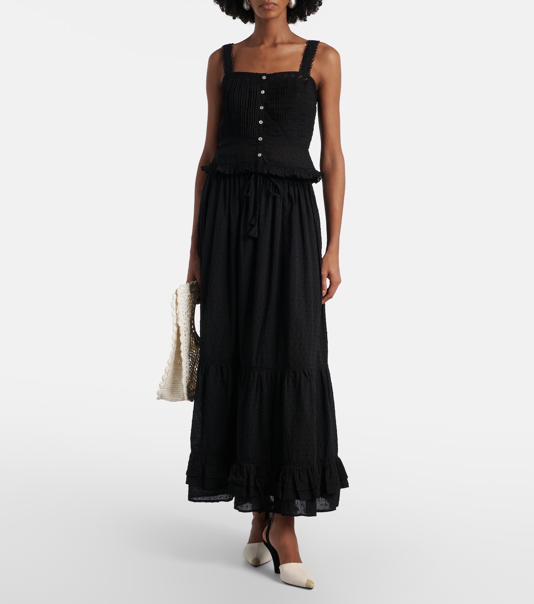 تنورة طويلة من القطن بطبقات Clara | Poupette St Barth