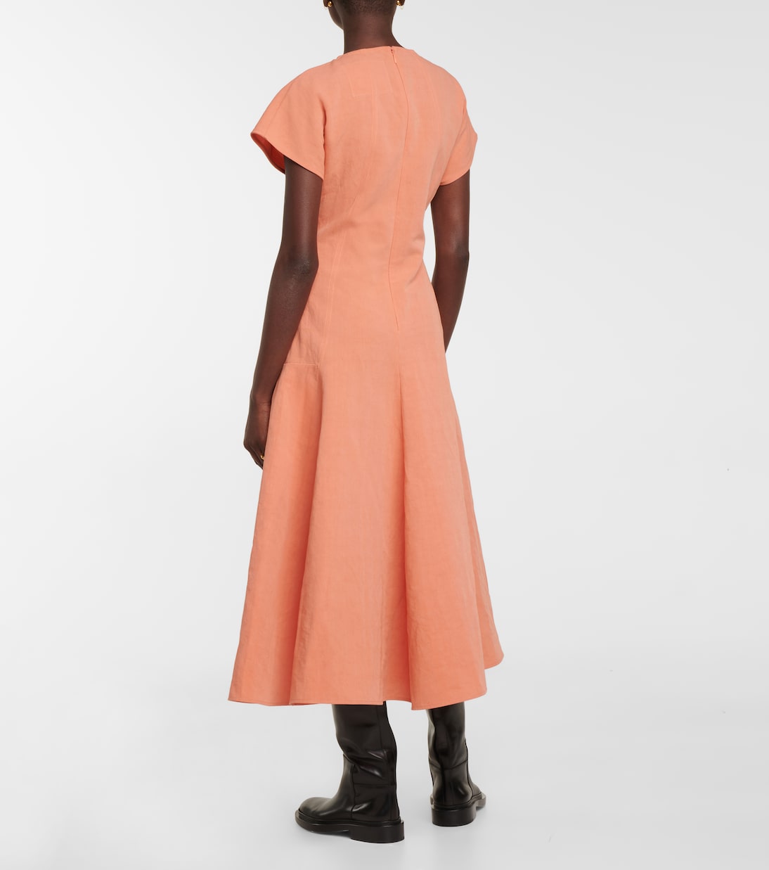 Vestido midi de algodón y lino | Jil Sander