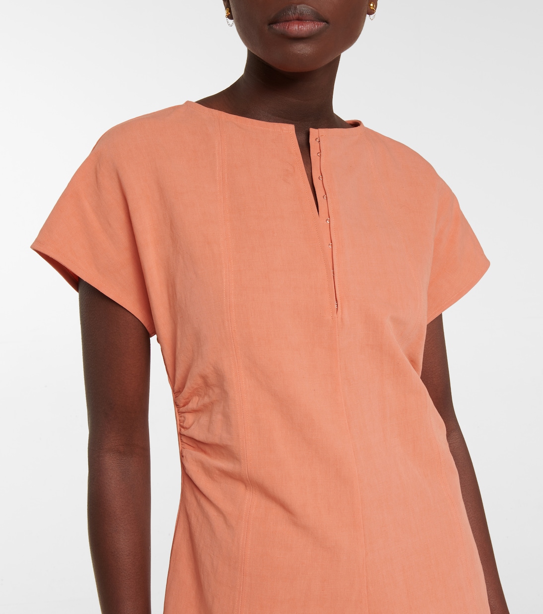 Vestido midi de algodón y lino | Jil Sander