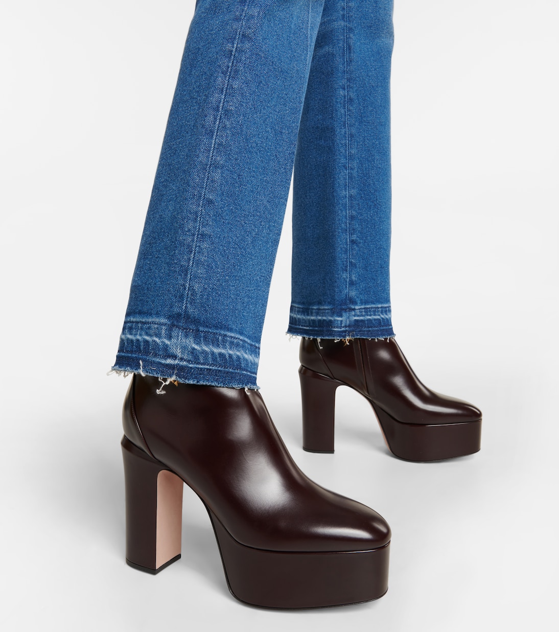 Tan-Go leather platform ankle boots | Valentino Garavani