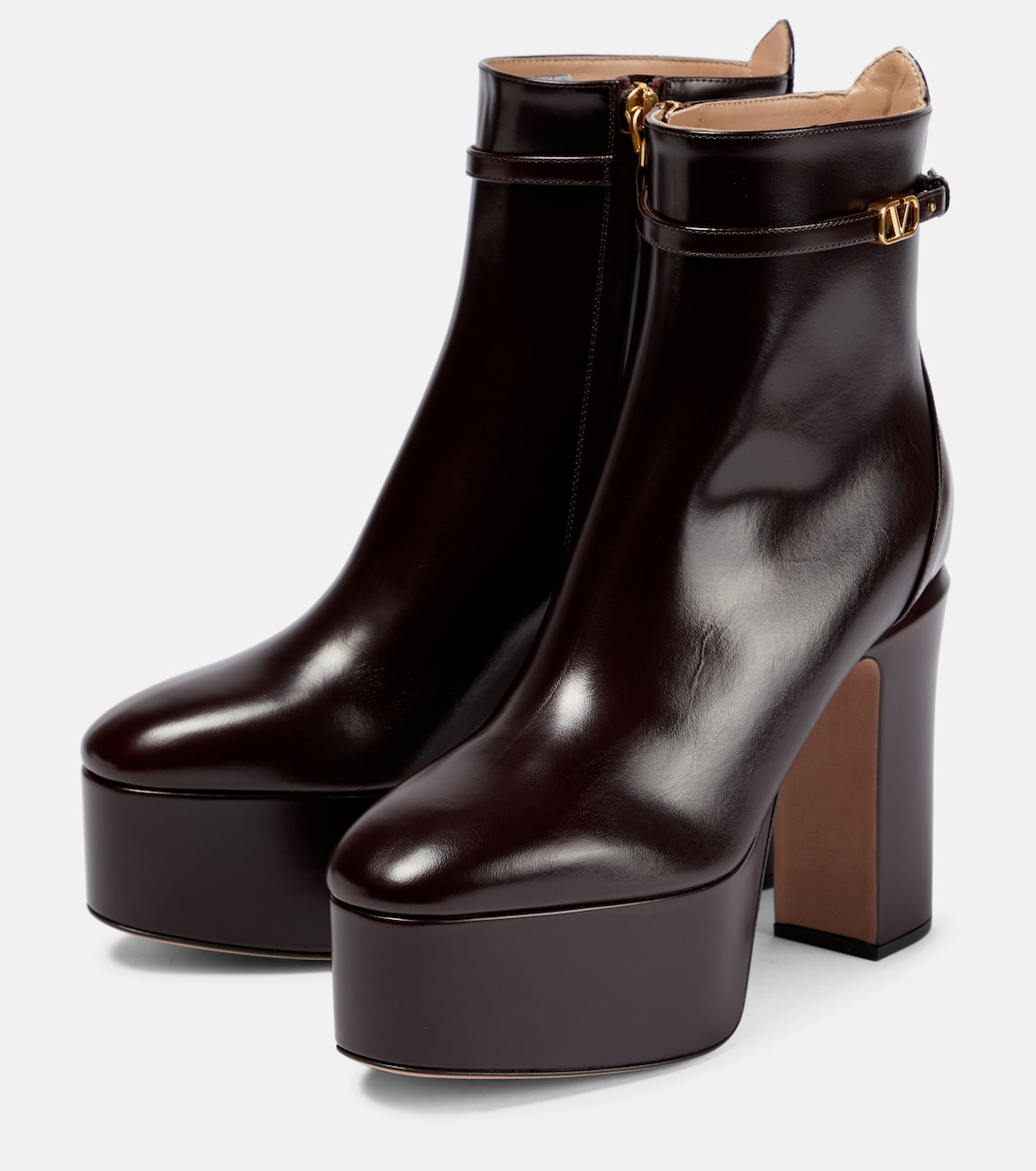 Tan-Go leather platform ankle boots | Valentino Garavani