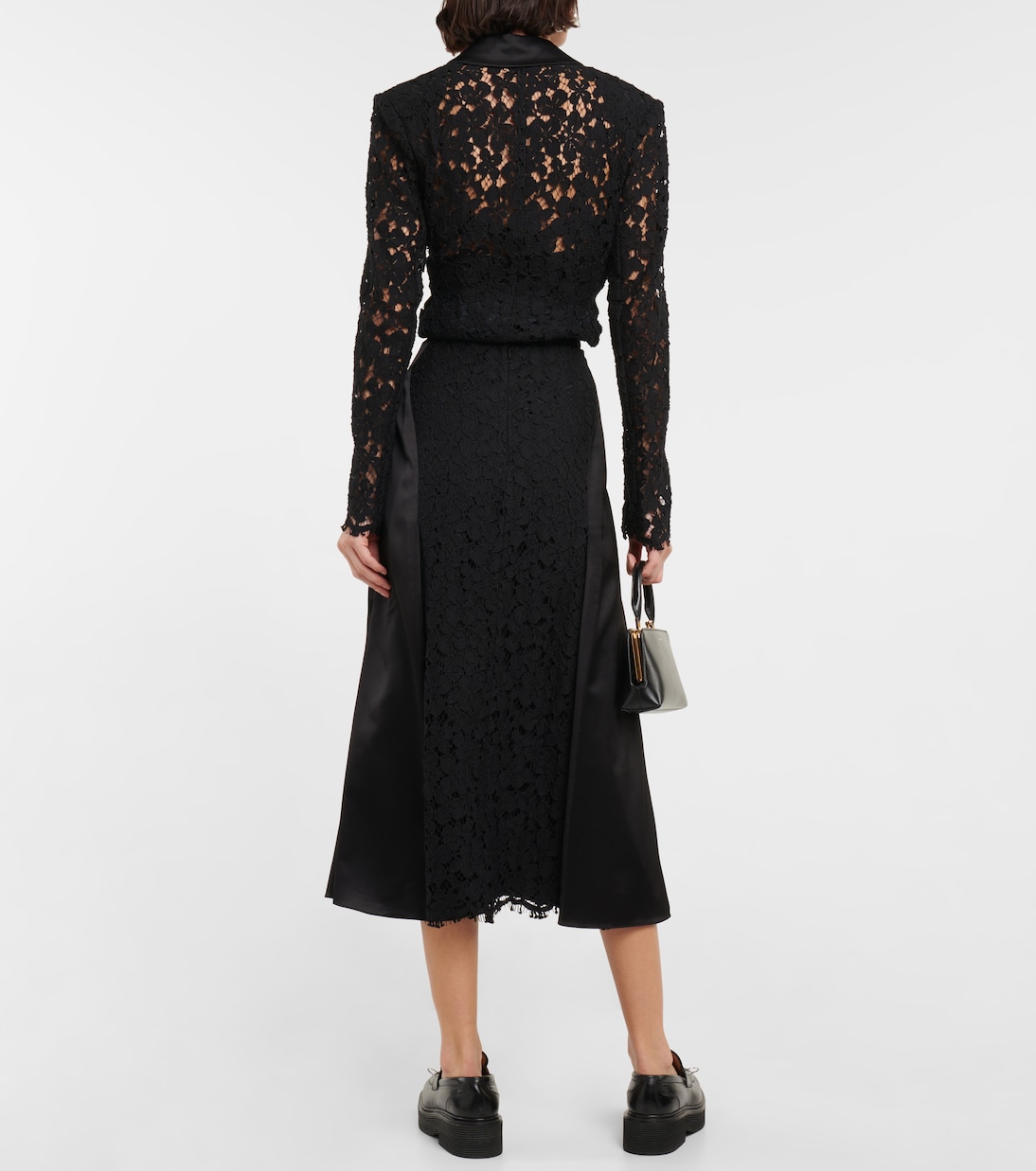 Falda midi Suzanne de satén y encaje | Erdem