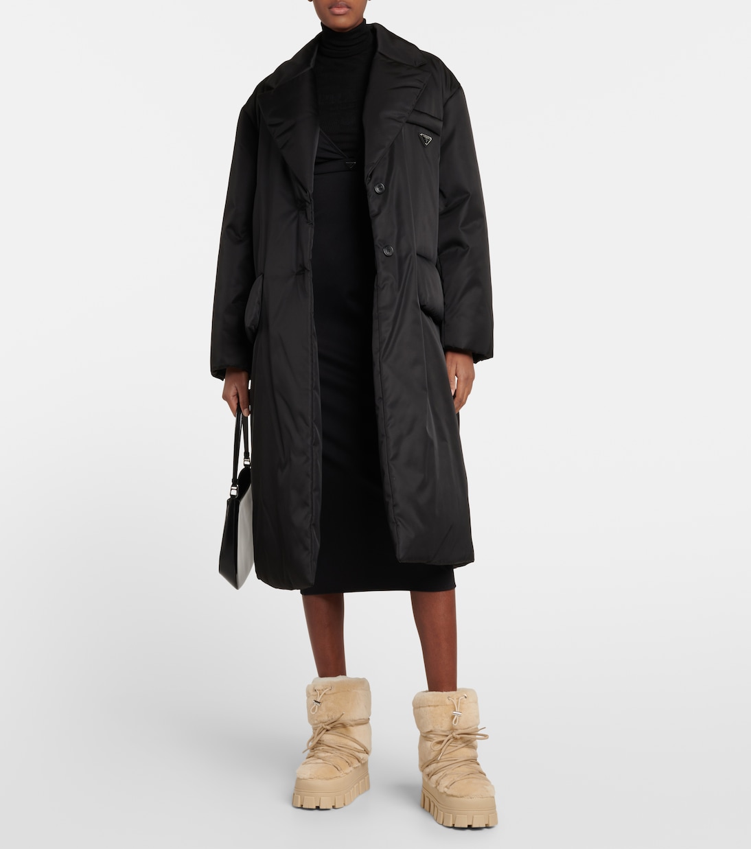 Shearling and leather snow boots | Prada