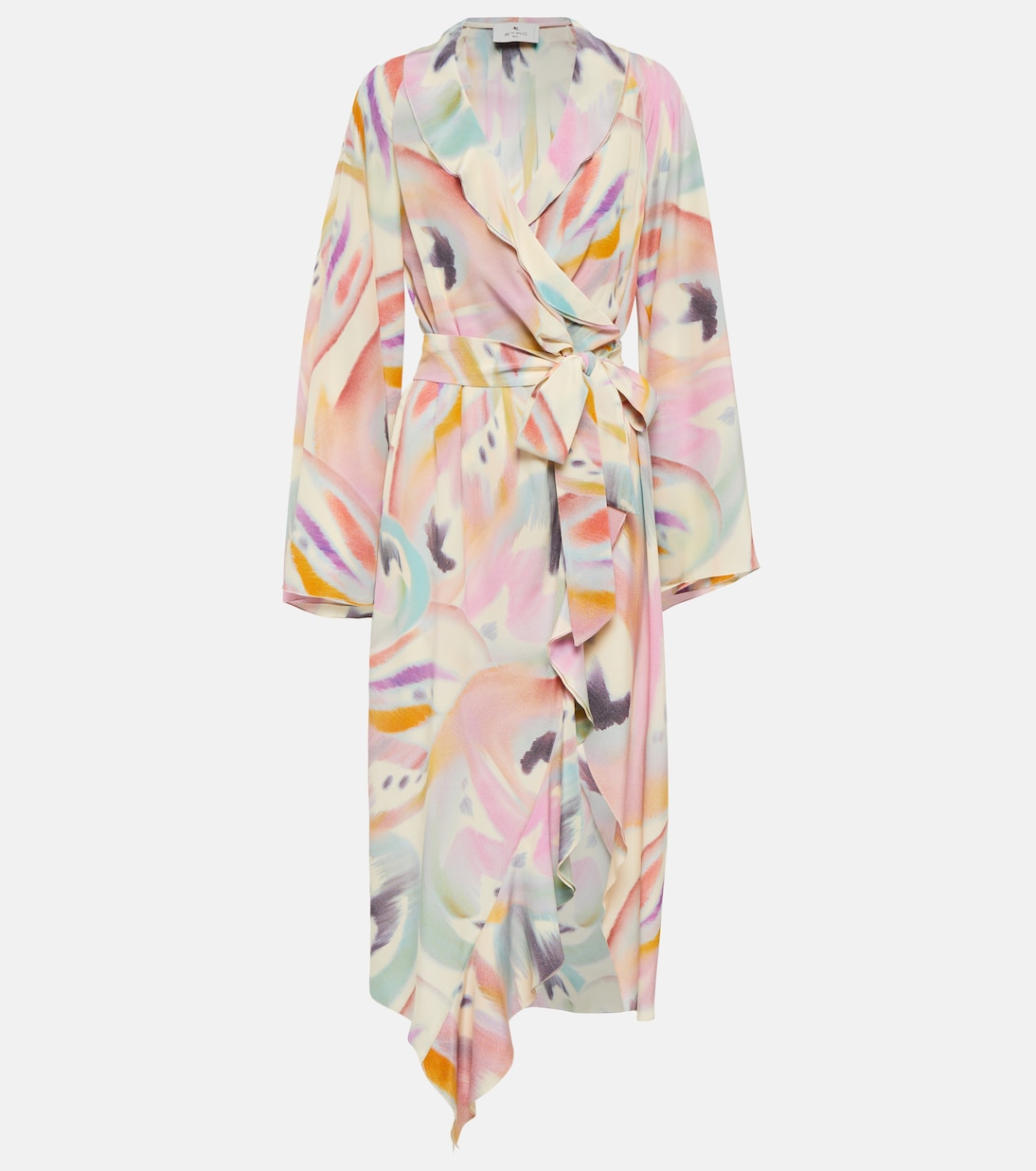Printed asymmetric wrap midi dress | Etro