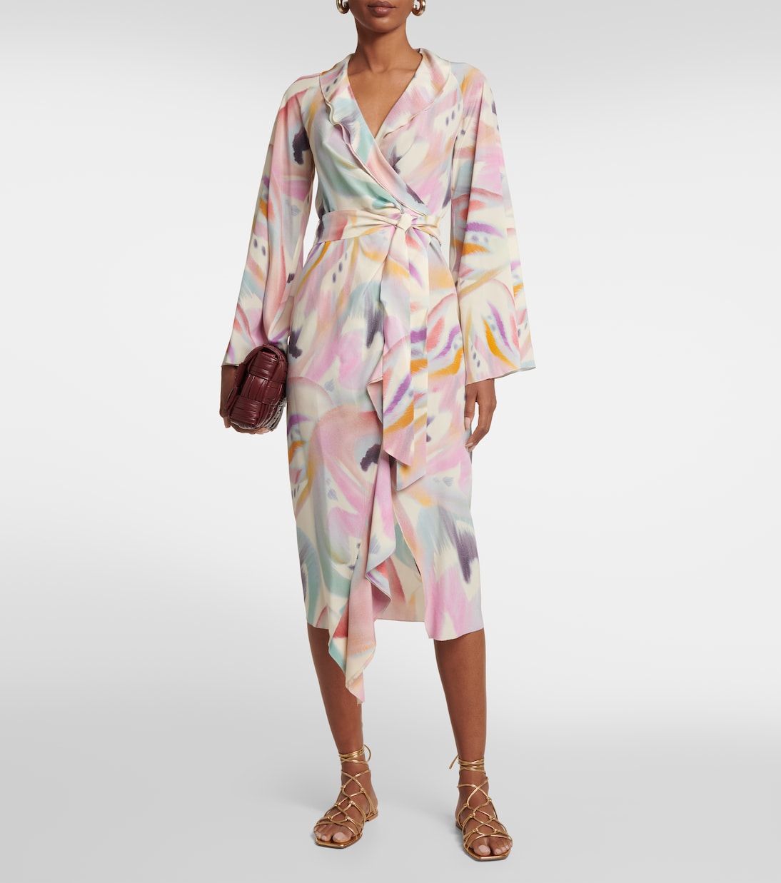 Printed asymmetric wrap midi dress | Etro