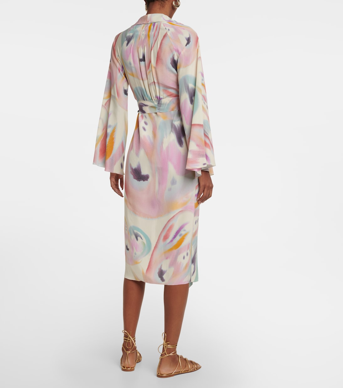 Printed asymmetric wrap midi dress | Etro