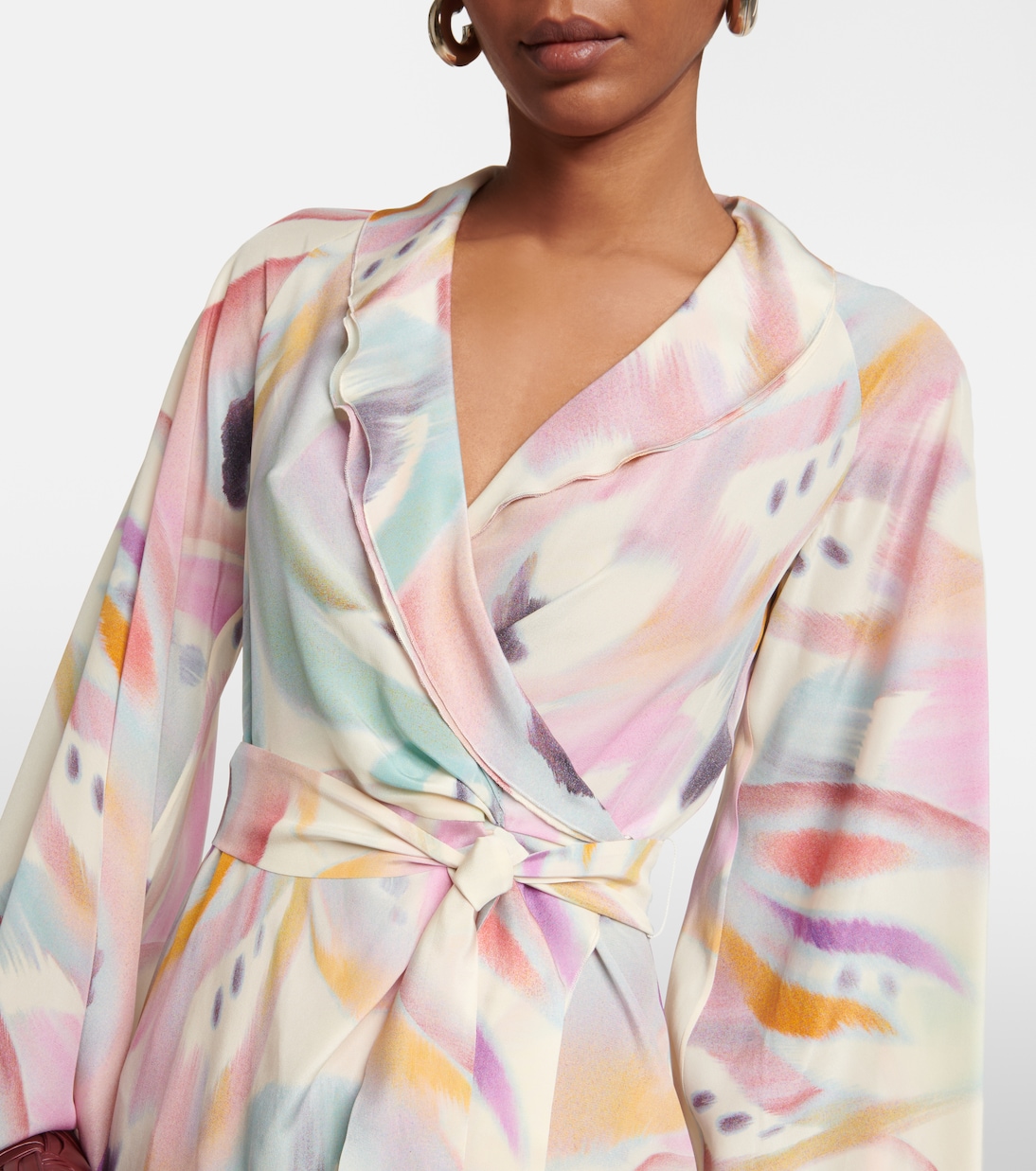 Printed asymmetric wrap midi dress | Etro