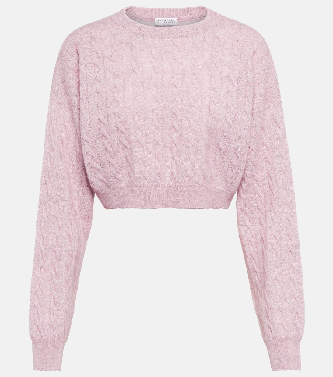 Jersey de alpaca y algodón cropped | Brunello Cucinelli