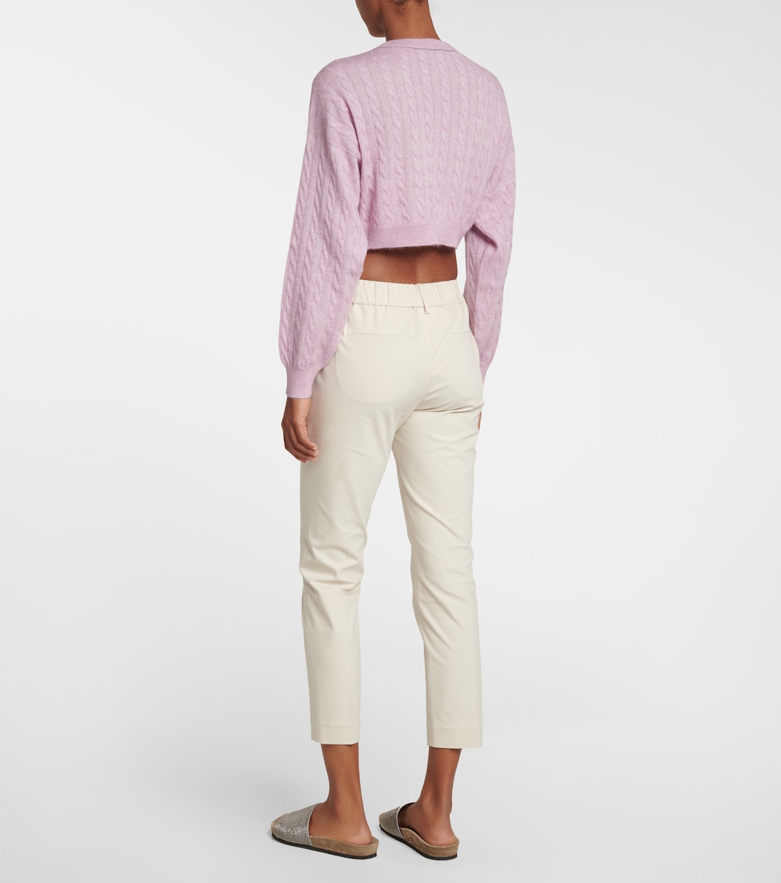 Jersey de alpaca y algodón cropped | Brunello Cucinelli