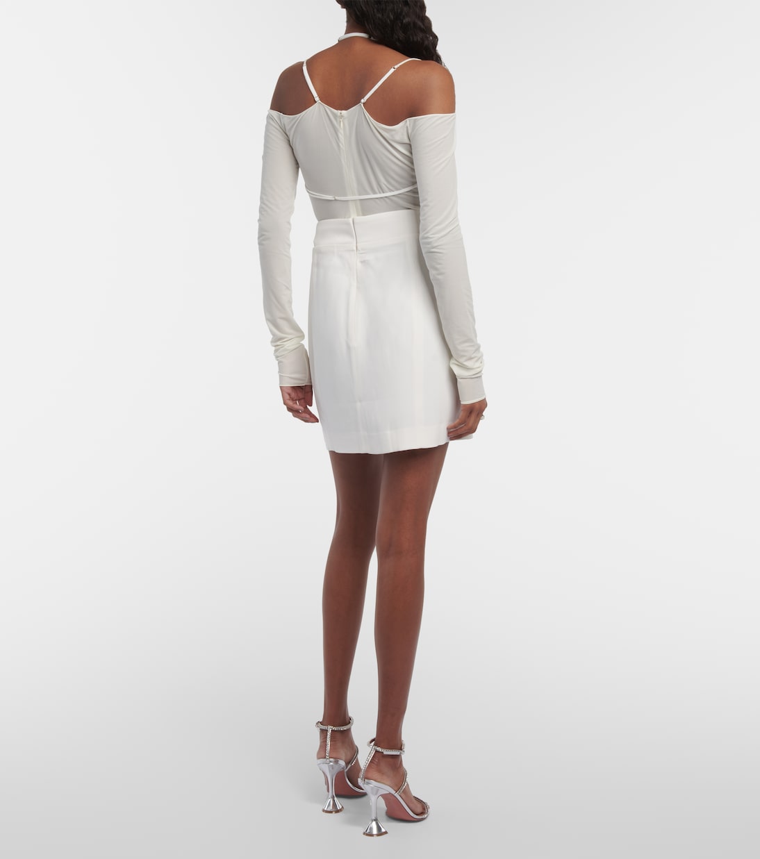 Bridal cutout crêpe minidress | Nensi Dojaka