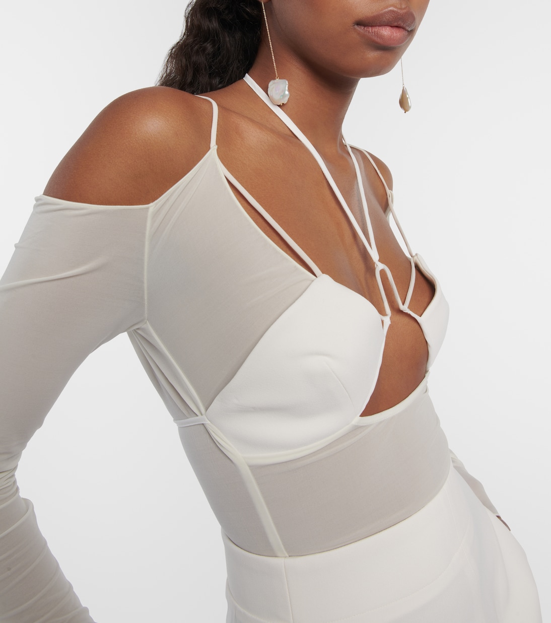 Bridal cutout crêpe minidress | Nensi Dojaka