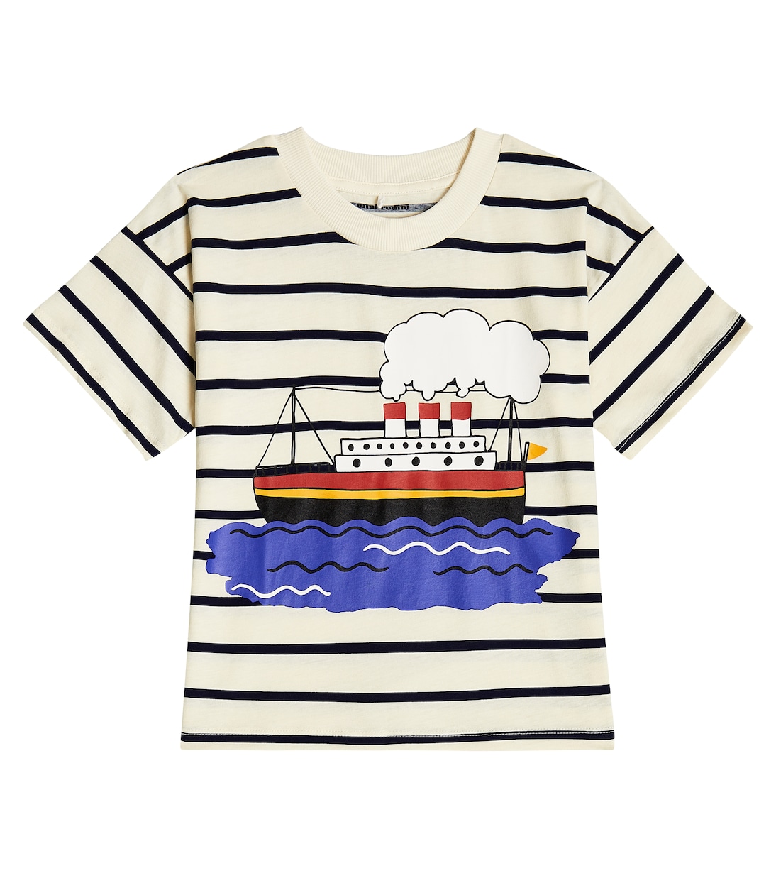 Camiseta de algodón a rayas estampada | Mini Rodini