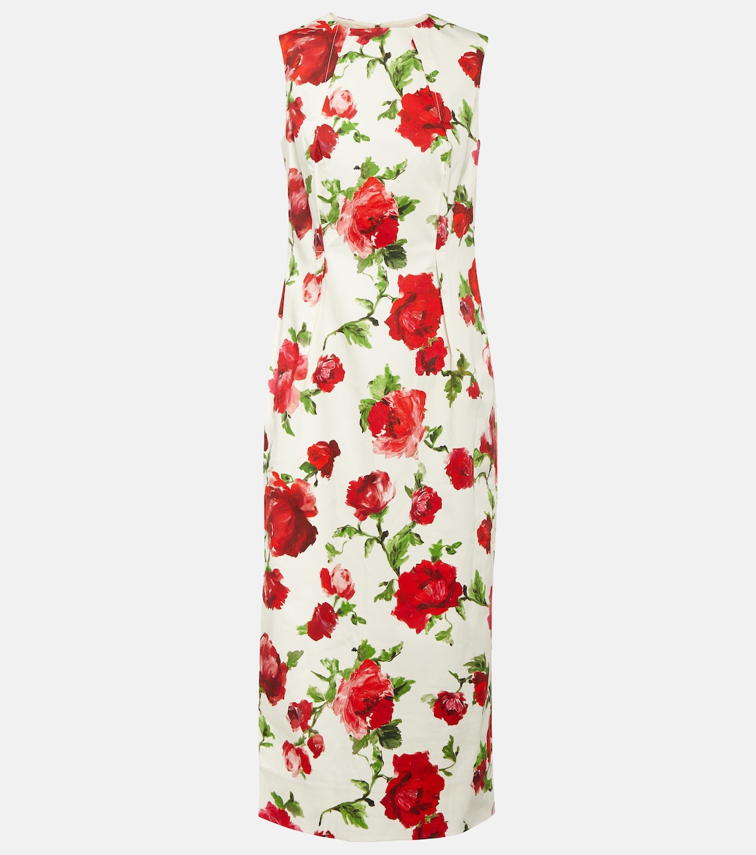 Robe midi en coton mélangé à fleurs | Carolina Herrera