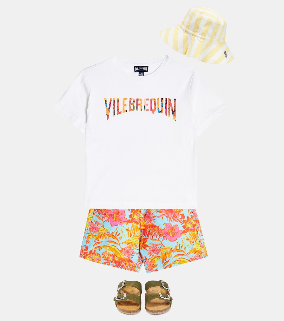 Cappello in cotone a righe con ricamo | Vilebrequin Kids