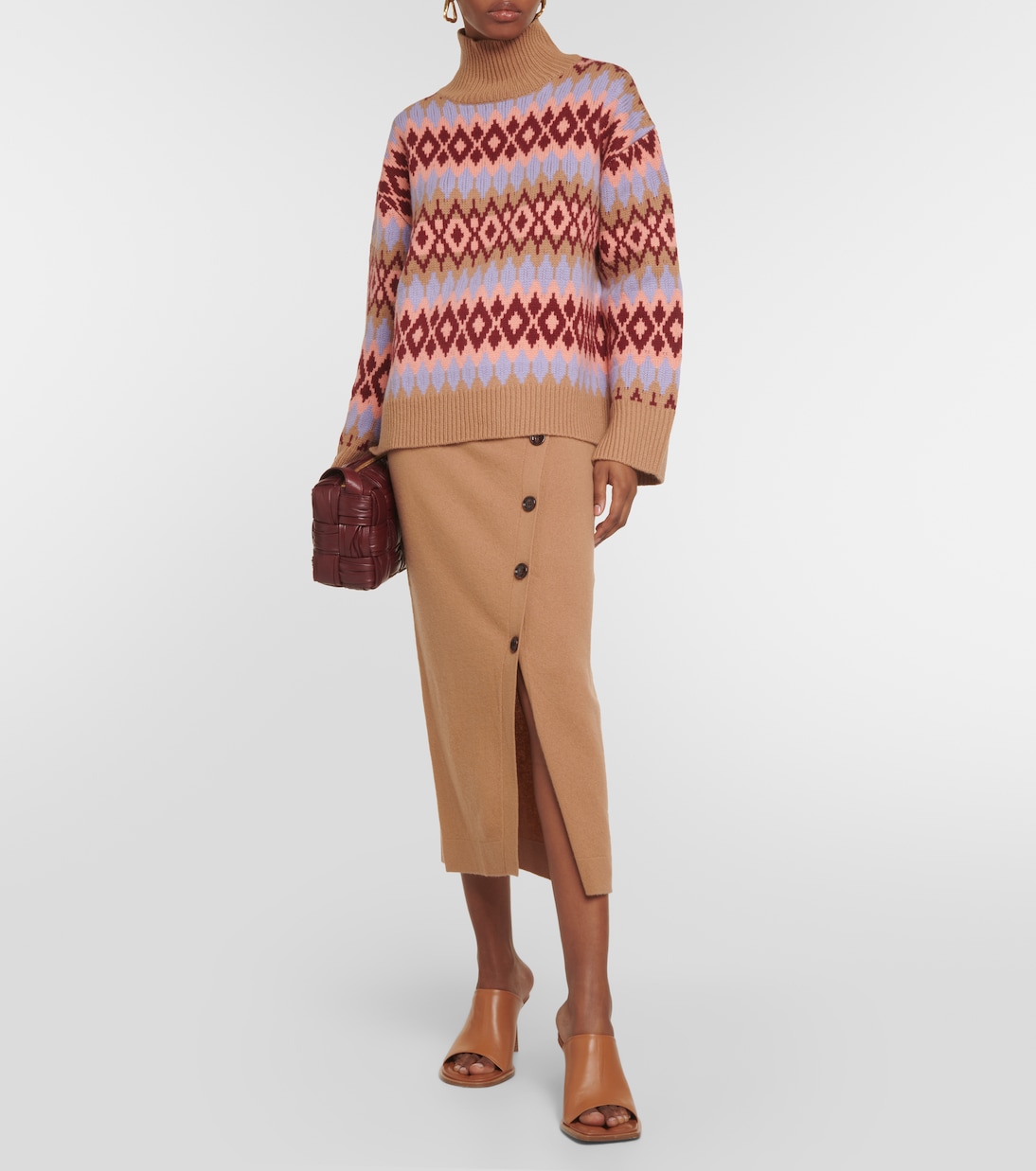 Intarsia wool and cashmere turtleneck sweater | Jardin des Orangers