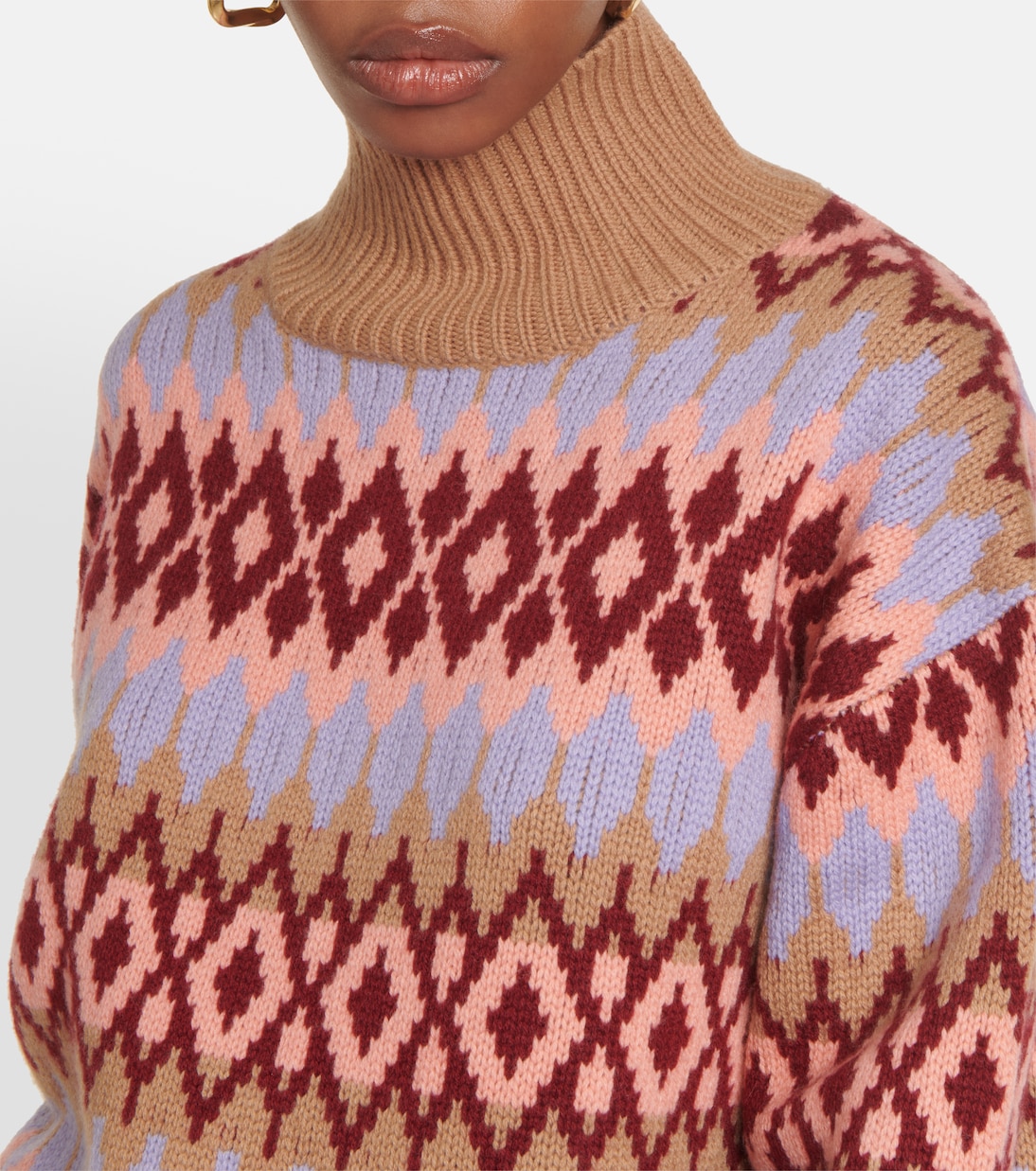 Intarsia wool and cashmere turtleneck sweater | Jardin des Orangers